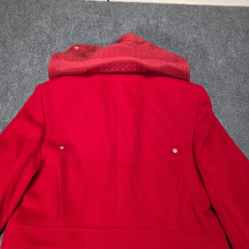 Michael by Michael Kors Red 100% Wool Coat Women 8 Long Length Snap Button‎ - Picture 14 of 14